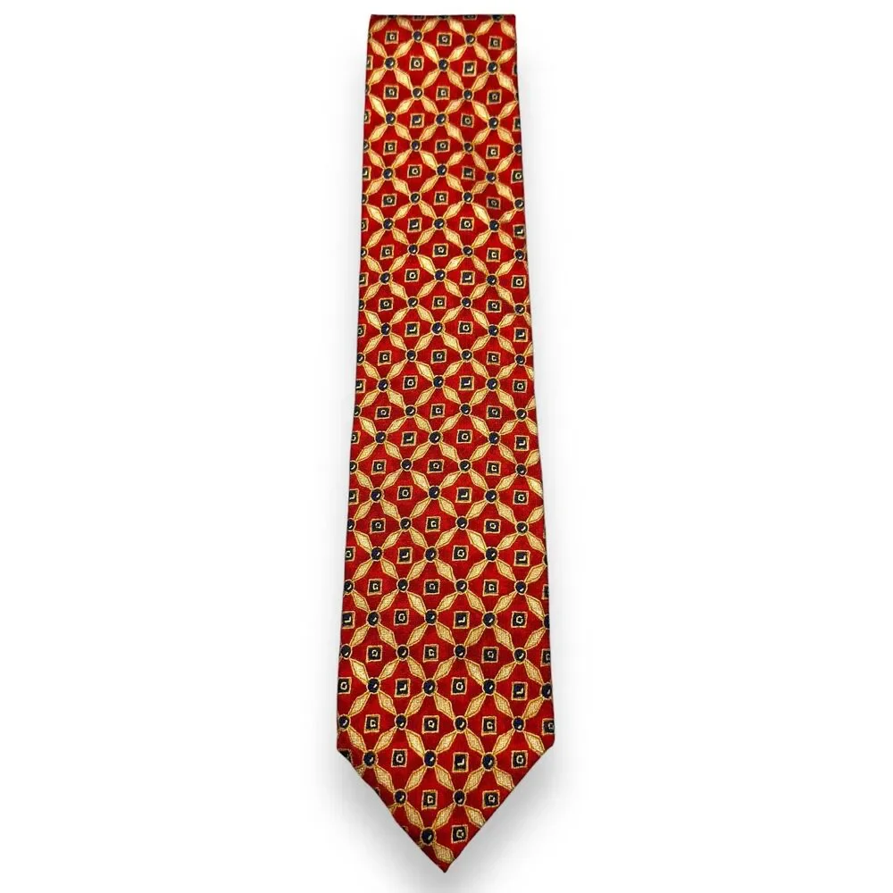 X'andrini 100% Silk Dress Tie Made in USA Vintage Geometric Print‎ 58